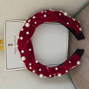 NWT Simply Southern Red Velvet Pearl Headband